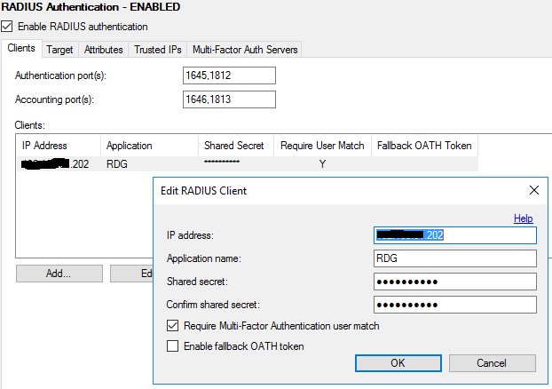 enable RADIUS Authentication